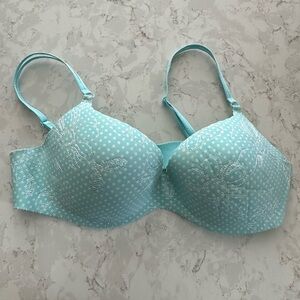 Victoria's Secret Light Blue Polka Dot Embroidered T-Shirt Bra